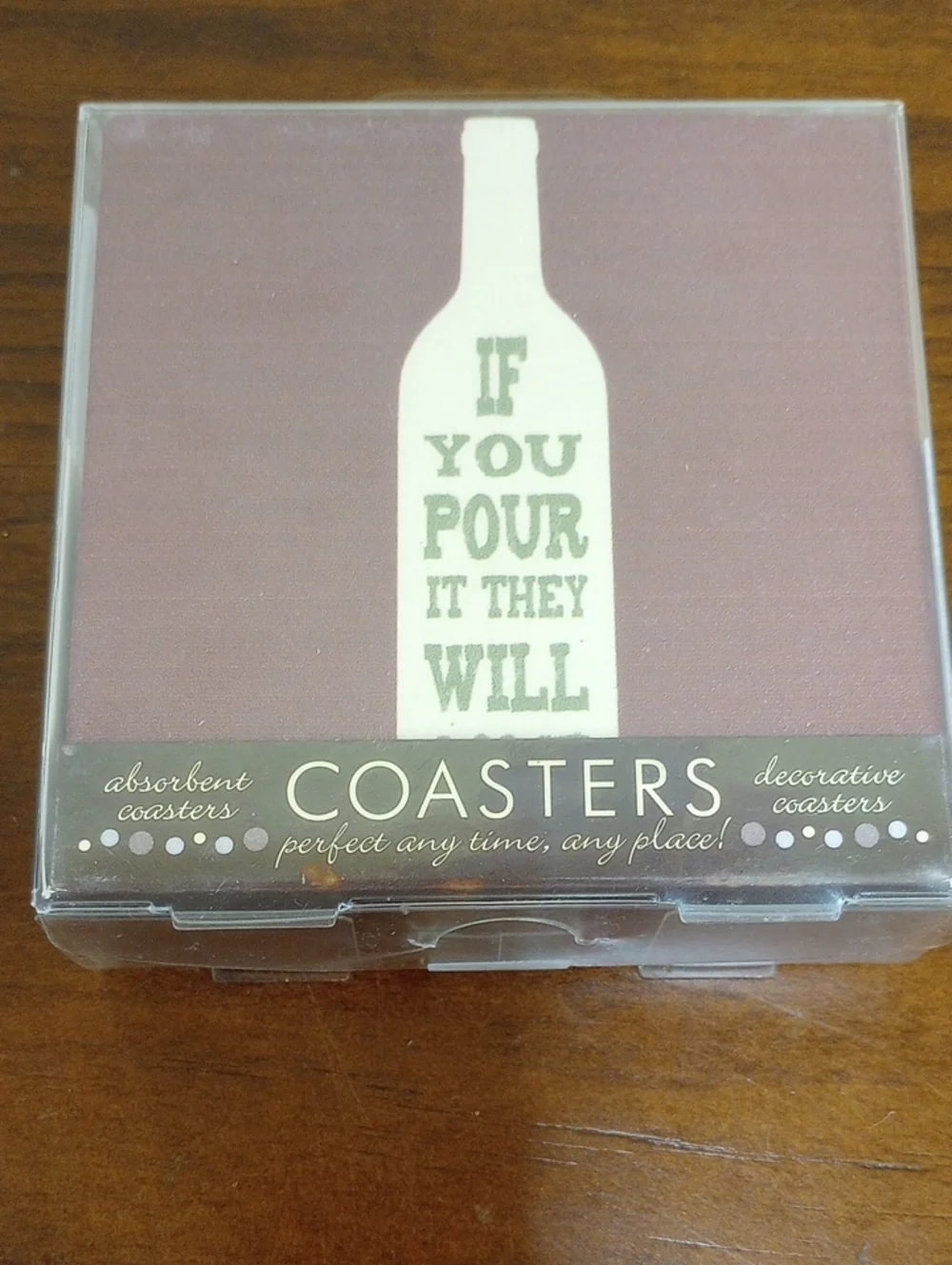 Wine-Themed Drink Coasters, Set Of 4 - New!